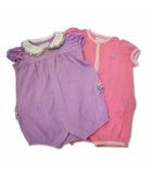 ポニー刺繍 ロンパース ベビーウェア ピンク×パープル 2枚 まとめ 12M 80
