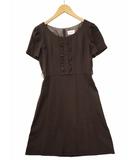 エフデ ef-de Uネック フレンチスリーブ フリル 膝丈 ワンピース 9 DARKBROWN(ダークブラウン) 春夏