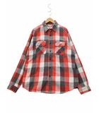 ファイブブラザー FIVE BROTHER 70～80s ヴィンテージ ポケット 長袖 ボタンアップ チェックシャツ XL RED レッド
