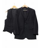 バーバリーブラックレーベル BURBERRY BLACK LABEL 開き見せ 背抜き シングル 2B 2ピース テーラードジャケット ベスト 36R BLACK ブラック D1H06-504-09