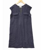 プラステ PLST ウール キーネック ノースリーブ 膝丈 ワンピース 2(M) NAVY(ネイビー)