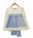 シンプリシテェ SIMPLICITE リボン ストライプ シャツ ドッキング カットソー F BLUE(ブルー) 春秋