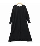 ジーユー GU バックプリーツ コンビネーション ニット ワンピース S ブラック