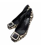 ダイアナ DIANA チーター柄 ハラコレザー ハイヒール パンプス クリーム×ダークブラウン 23