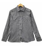 ドゥドゥ DOUDOU 胸ポケット 付き チェック シャツ 38 ブラック