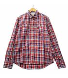  AMERICAN STANDARD 胸ポケット付き コットン チェック シャツ S レッド