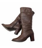 クミキョク 組曲 KUMIKYOKU 本革 サイドジップ レザー ロングブーツ ダークブラウン M