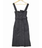 ミスティウーマン mysty woman ウエストベルト デニム ジャンパースカート ベアトップワンピース F CHARCOAL(チャコール)