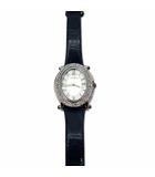 ストーン装飾 3針 クォーツ 腕時計 白文字盤 レザーバンド ネイビー ジャンク