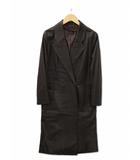 ロエベ LOEWE 羊革 ラムレザー ダブルブレスト ロング コート 38(M) DARK BROWN(ダークブラウン)