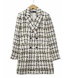 ザラ ZARA ツイード ロングブレザー ダブルブレスト テーラードジャケット M BEIGE/BLACK/WHITE(ベージュ/ブラック/ホワイト) 秋冬