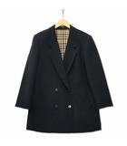 裏地ハウスチェック メルトン ダブルブレスト テーラードジャケット コート ブラック 9AR