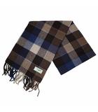 クロコダイル CROCODILE チェック柄 フリンジ マフラー BROWN × NAVY ブラウン × ネイビー