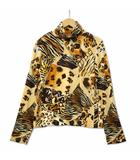 レオナールスポーツ LEONARD SPORT アニマル ヒョウ柄 ストレッチ タートルネック カットソー Tシャツ ベージュ 42 (13号 LL)