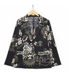 レオナール LEONARD ラメプリント 総柄 テーラードカラー ジャケット ブラック L