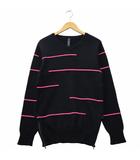 ダブルジェイケイ wjk Vネック ボーダー 長袖 ニット セーター M BLACK × PINK ブラック × ピンク 6858 kw90s