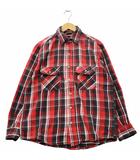 ファイブブラザー FIVE BROTHER 90s ヴィンテージ チェック フラップポケット フランネルシャツ M RED レッド