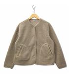 ユニクロ UNIQLO ボア フリース ノーカラージャケット ベージュ L