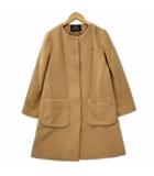 ナノユニバース nano universe ノーカラー ポケット付き デザイン コート ブラウン