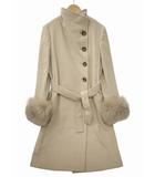 マックスマーラ MAX MARA 白タグ ラビットファー スタンドカラー キャメル ウール ロングコート 40(L) BEIGE(ベージュ) 秋冬