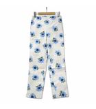 花柄 ストレッチスリム レギンス パンツ ホワイト×ブルー 40 (M)