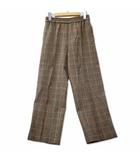 トゥモローランド TOMORROWLAND ウール グレンチェック センタープリーツ パンツ 36 ベージュ