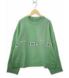 エムエムシックス メゾンマルジェラ MM6 Maison Margiela クルーネック プリント オーバーサイズ スウェット トレーナー XS(M) S(L) GREEN(グリーン)