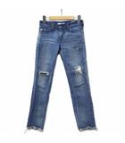 サムシング something カットオフ フレイドヘム ダメージ加工 スキニー デニムパンツ ジーンズ SEA06 ブルー XS