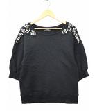 リヴドロワ RIVE DROITE オフショルダー 5分袖 ビジュー スウェット トレーナー 38(M) BLACK(ブラック) 春秋