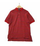 ポロ バイ ラルフローレン Polo by Ralph Lauren ポニー刺繍 半袖 コットンニット ポロシャツ RED マルチボーダー 赤 M