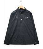 キャロウェイ CALLAWAY ストレッチ 裏起毛 千鳥格好 ハーフボタン 長袖 シャツ ポロシャツ L BLACK(ブラック) 春秋