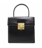 ジバンシィ GIVENCHY ヴィンテージ カウレザー ロゴ金具 ハンドバッグ BLACK ブラック