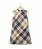 ナイスクラップ NICE CLAUP 麻混 チェック柄 ノースリーブ ワンピース
