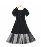 グレイル GRL チュールドッキングオフショルワンピース at066 ブラック M