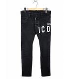 ディースクエアード DSQUARED2 Skater Jean スケーター ICON プリント テーパード ブラック デニムパンツ 44(XS/S) BLACK(ブラック)