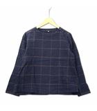 無印良品 良品計画 グラフチェック コットン100% プルオーバーシャツ ブラウス ネイビー S