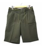 ナノユニバース nano universe ゴムウエスト タック入り ストライプ ショートパンツ L グリーン