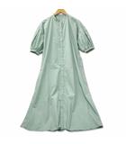 ジーユー GU バンドカラー シャツ ワンピース M グリーン