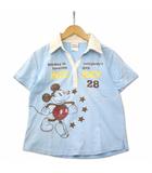 ディズニー Disney ミッキーマウス 半袖 ラインストーン ポロシャツ 水色 L