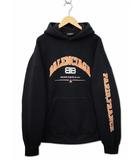 バレンシアガ BALENCIAGA 674986 TLVJ2 Maison Cotton Hoodie BBロゴ クラック加工 スウェット プルオーバー パーカー 2(M) BLACK(ブラック)