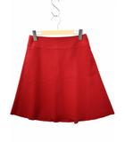 ウール 膝丈 フレアスカート 38(M) RED(レッド) 秋冬