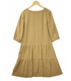 アンタイトル UNTITLED ラウンドネック 7分袖 ティアード ミモレ ワンピース 2 CAMEL(キャメル) 春秋