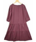 アンタイトル UNTITLED ラウンドネック 7分袖 ティアード ミモレ ワンピース 2 WINERED(ワインレッド) 春秋