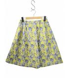 フラワー刺繍 膝丈 フレアスカート YELLOW/BLUE(イエロー/ブルー)