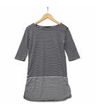 23区 オンワード樫山 半端袖 ボーダー カットソー Tシャツ ブラック 38 (M)