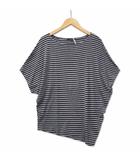 23区 オンワード樫山 ボーダー ドルマン アシンメトリー カットソー Tシャツ ネイビー×グレー 38 (M)