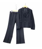 シングル 2ボタン ストレッチ パンツスーツ ブラック ジャケット 7AR パンツ 9AR