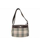 ノバチェック メタルロゴプレート ショルダーバッグ BEIGE × BROWN ベージュ × ブラウン