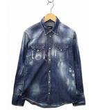 ディースクエアード DSQUARED2 USED加工 長袖 ウエスタン デニムシャツ 42(XS) WASH INDIGO(ウォッシュインディゴ)