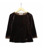 エムズグレイシー M'S GRACY 縁取りチュールレース 7分袖 ストレッチベロアカットソー ブラウン 38 (M)